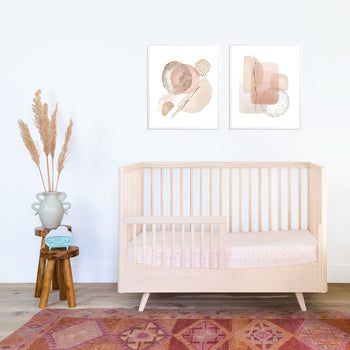 Natural Lola Crib Toddler Bed with conversion kit in pink nursery