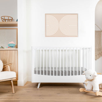 Neutral nursery with Lola Crib and Graphite Galaxy Crib Sheet